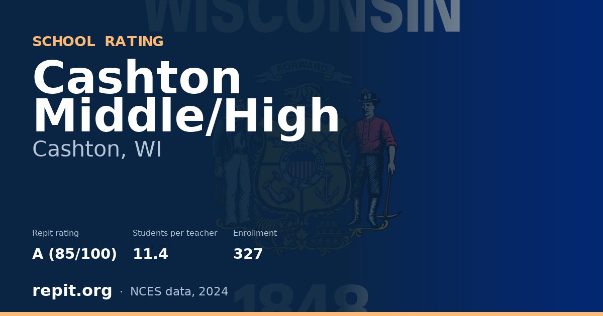 Cashton Middle/High, Cashton, WI — Repit school rating A (85/100)