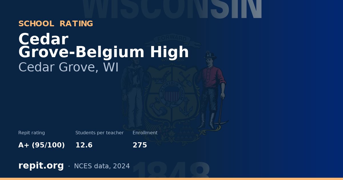 Cedar Grove-Belgium High, Cedar Grove, WI — Repit school rating A+ (95/100)