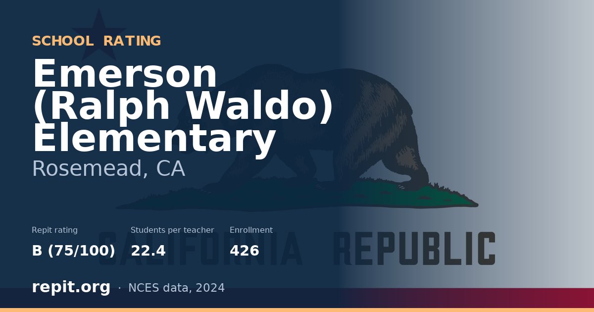Emerson (Ralph Waldo) Elementary, Rosemead, CA — Repit school rating B (75/100)