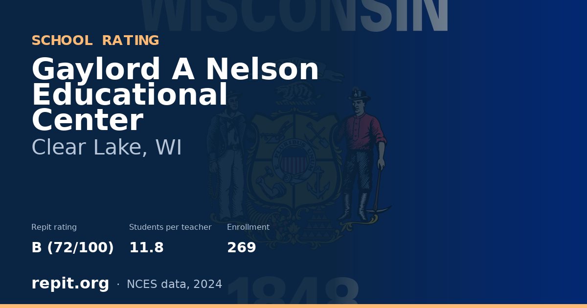 Gaylord A Nelson Educational Center, Clear Lake, WI — Repit school rating B (72/100)