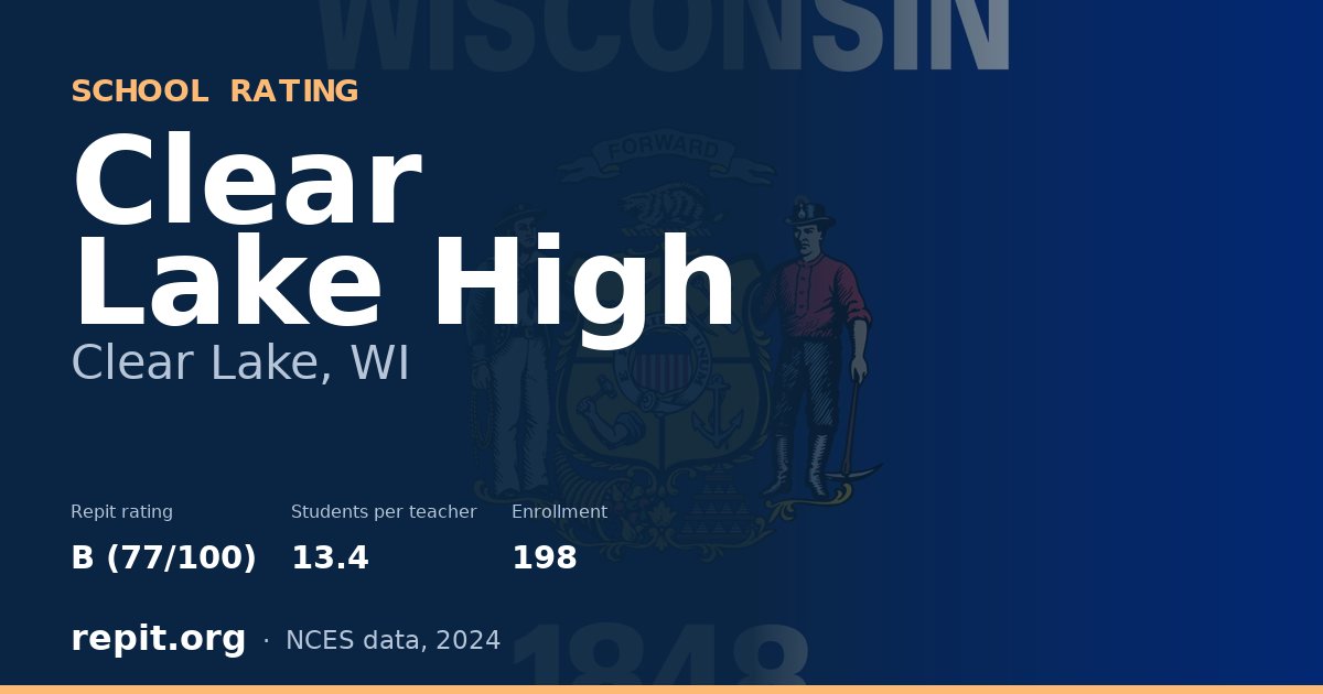 Clear Lake High, Clear Lake, WI — Repit school rating B (77/100)