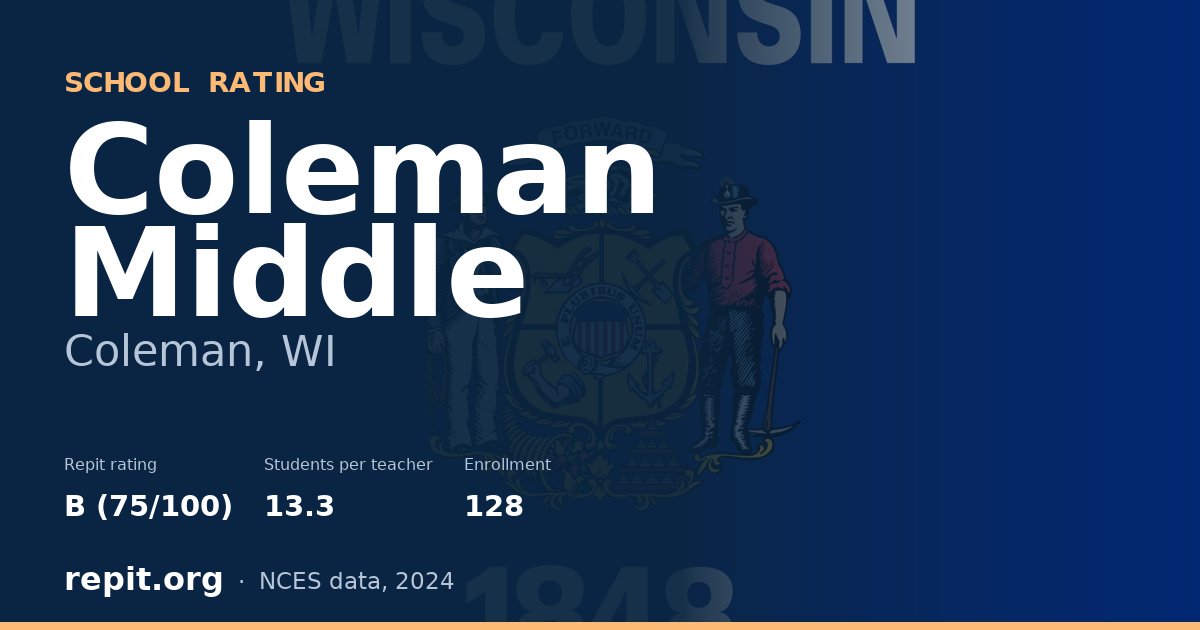 Coleman Middle, Coleman, WI — Repit school rating B (75/100)