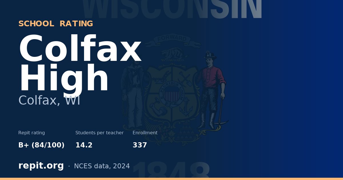 Colfax High, Colfax, WI — Repit school rating B+ (84/100)
