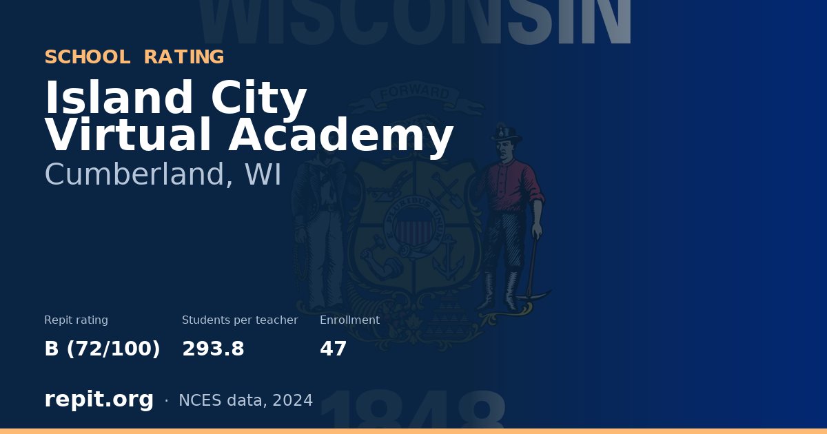 Island City Virtual Academy, Cumberland, WI — Repit school rating B (72/100)