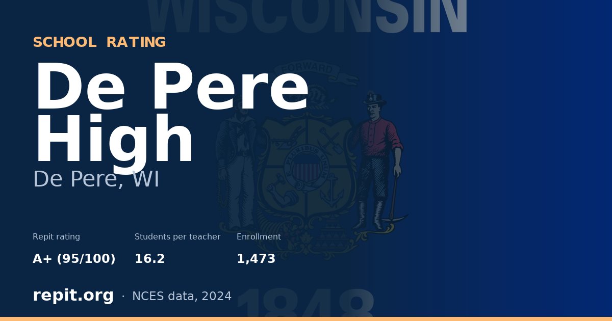 De Pere High, De Pere, WI — Repit school rating A+ (95/100)