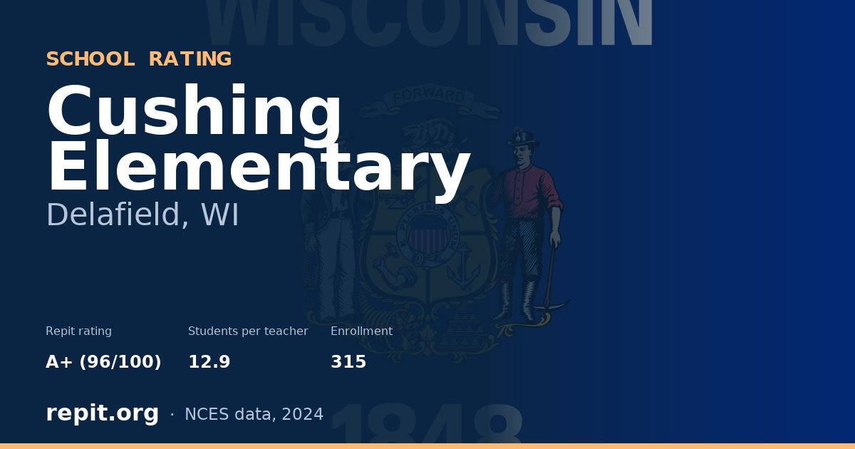 Cushing Elementary, Delafield, WI — Repit school rating A+ (96/100)