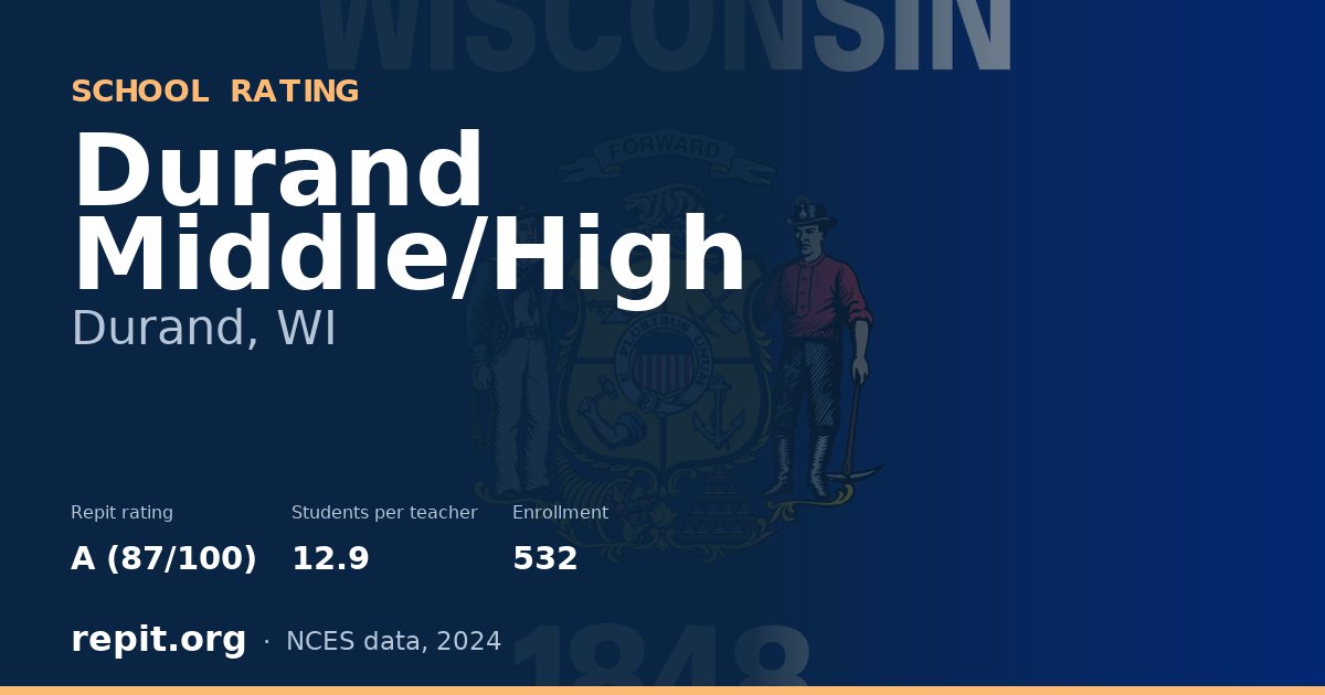 Durand Middle/High, Durand, WI — Repit school rating A (87/100)