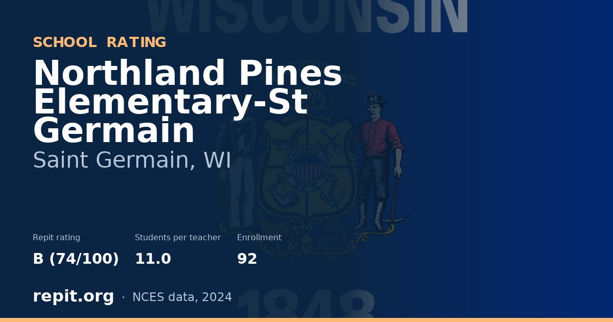 Northland Pines Elementary-St Germain, Saint Germain, WI — Repit school rating B (74/100)