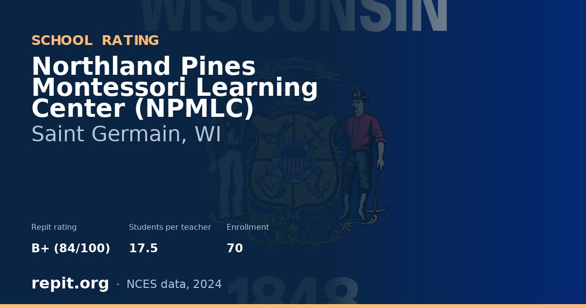 Northland Pines Montessori Learning Center (NPMLC), Saint Germain, WI — Repit school rating B+ (84/100)