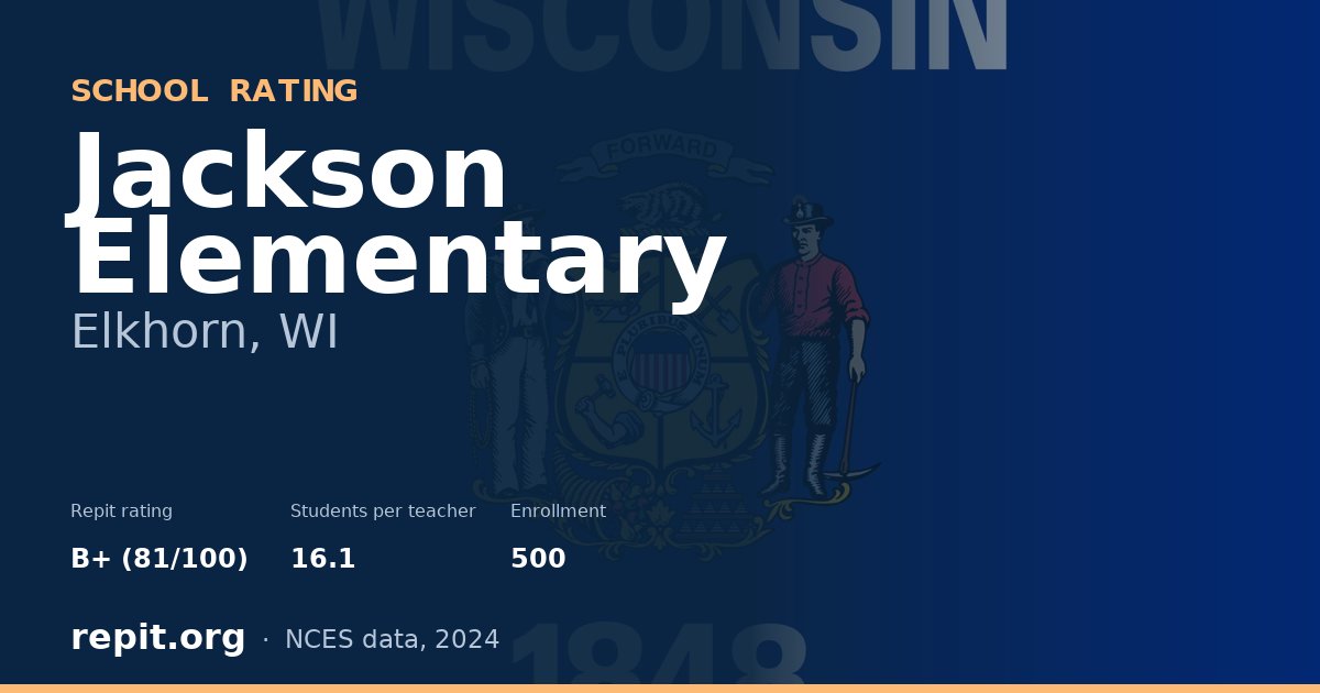 Jackson Elementary, Elkhorn, WI — Repit school rating B+ (81/100)