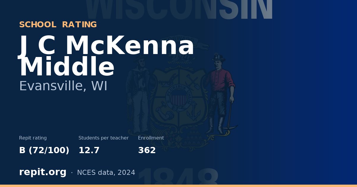 J C McKenna Middle, Evansville, WI — Repit school rating B (72/100)
