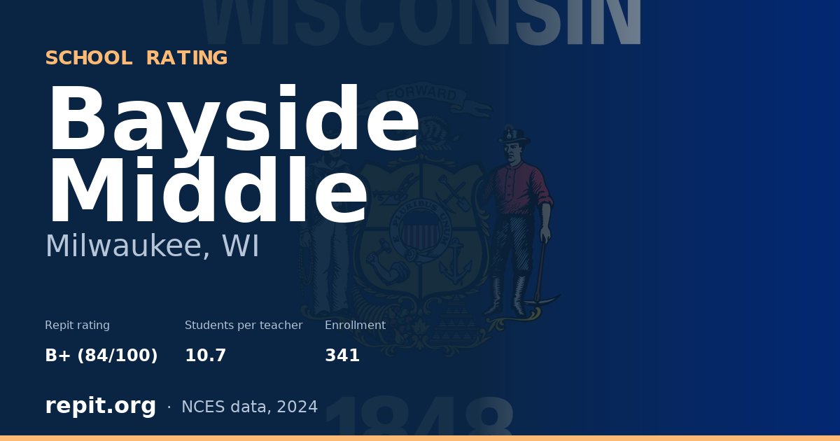 Bayside Middle, Milwaukee, WI — Repit school rating B+ (84/100)