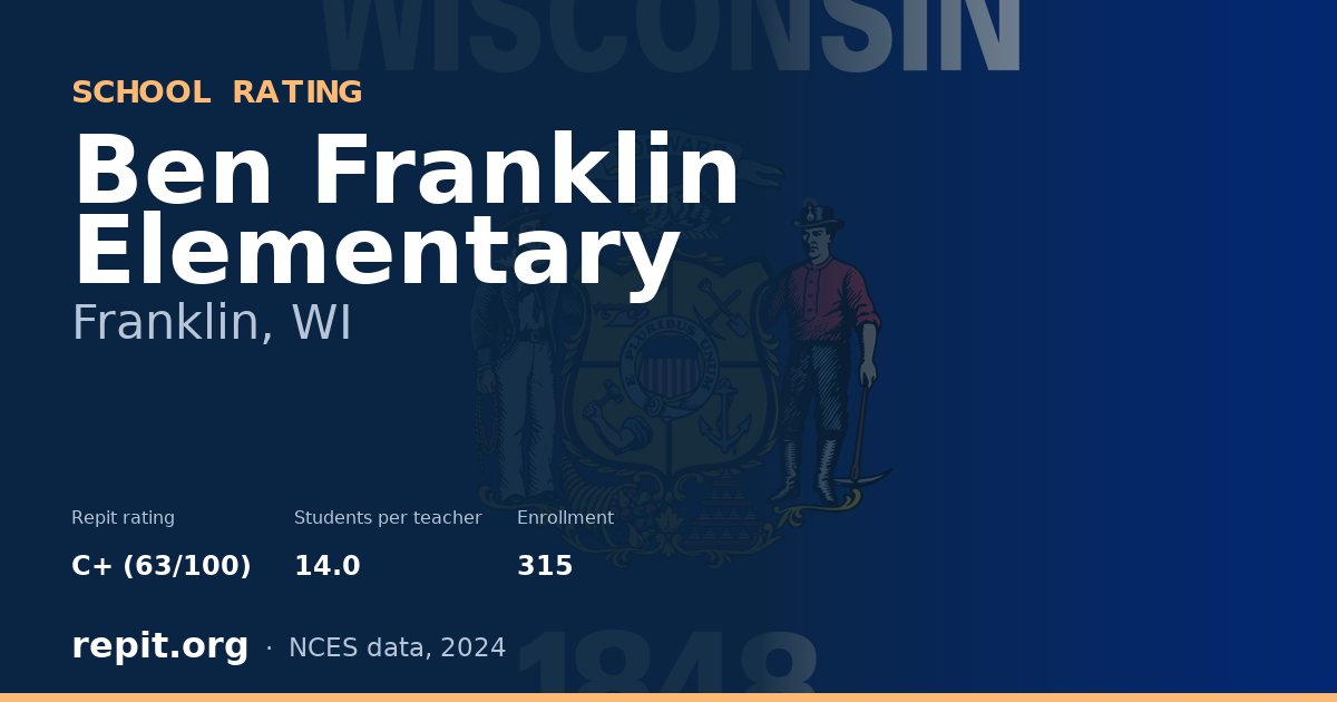Ben Franklin Elementary, Franklin, WI — Repit school rating C+ (63/100)
