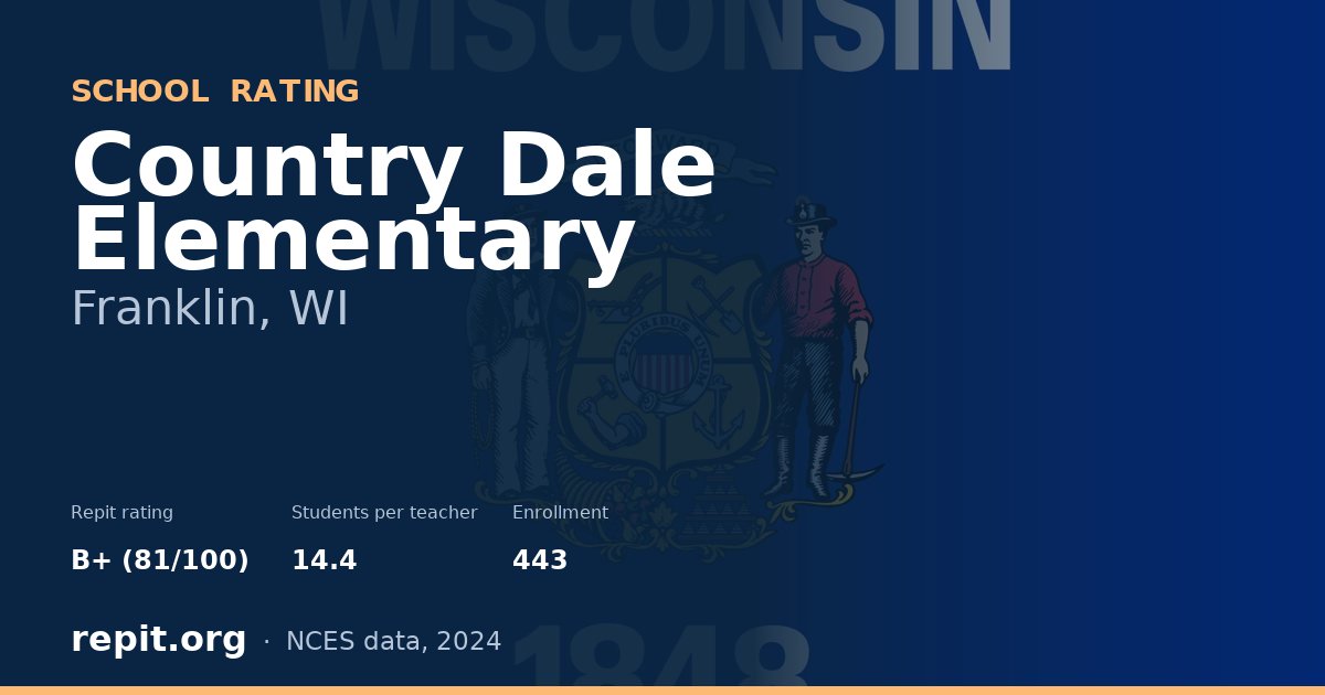 Country Dale Elementary, Franklin, WI — Repit school rating B+ (81/100)