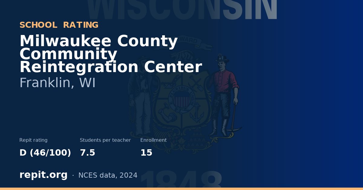 Milwaukee County Community Reintegration Center, Franklin, WI — Repit school rating D (46/100)