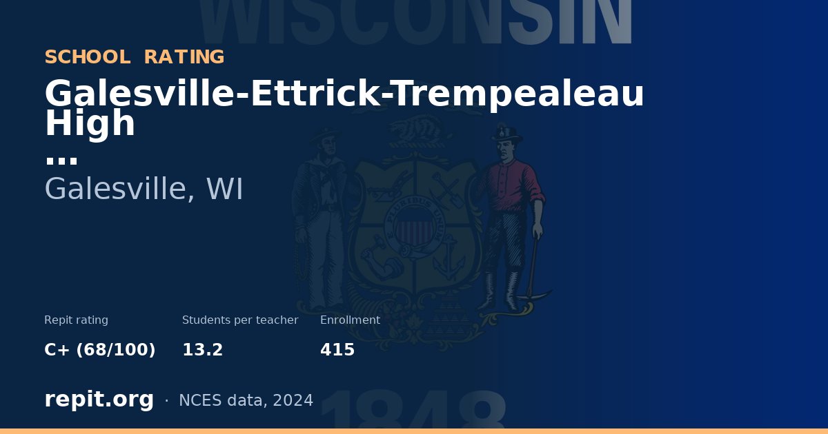 Galesville-Ettrick-Trempealeau High, Galesville, WI — Repit school rating C+ (68/100)