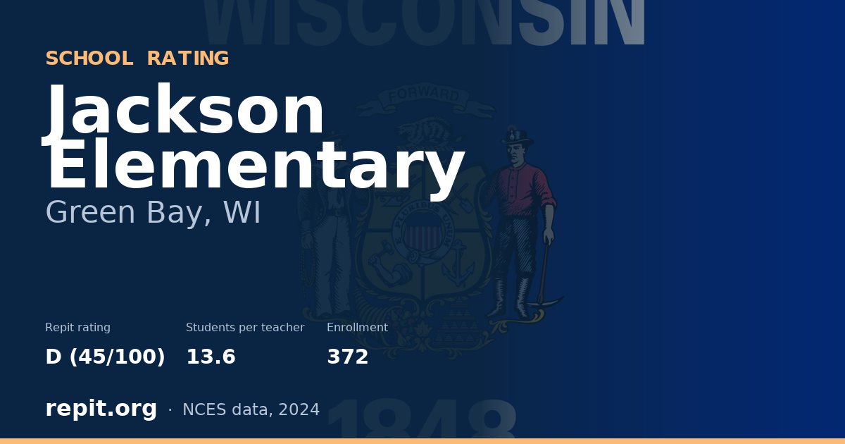Jackson Elementary, Green Bay, WI — Repit school rating D (45/100)