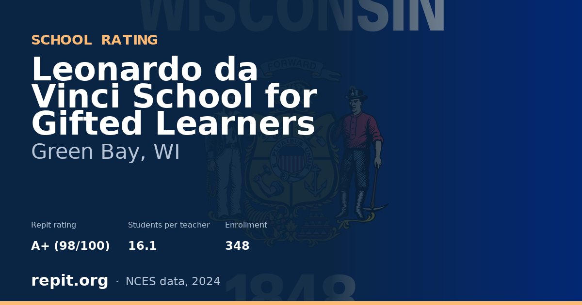 Leonardo da Vinci School for Gifted Learners, Green Bay, WI — Repit school rating A+ (98/100)