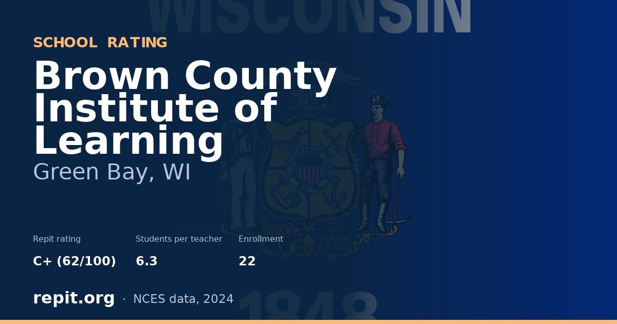 Brown County Institute of Learning, Green Bay, WI — Repit school rating C+ (62/100)