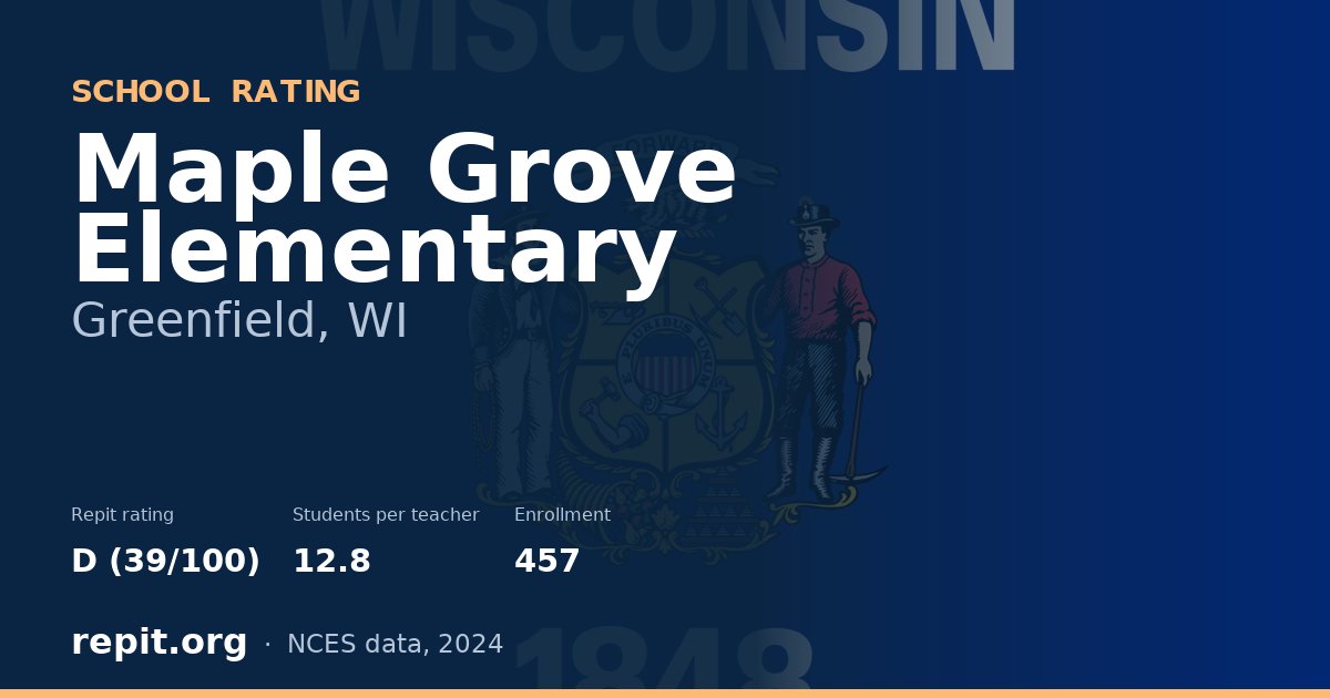 Maple Grove Elementary, Greenfield, WI — Repit school rating D (39/100)