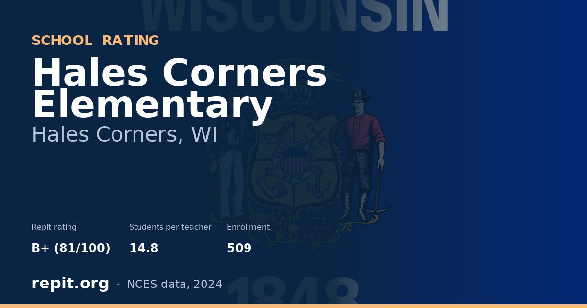 Hales Corners Elementary, Hales Corners, WI — Repit school rating B+ (81/100)