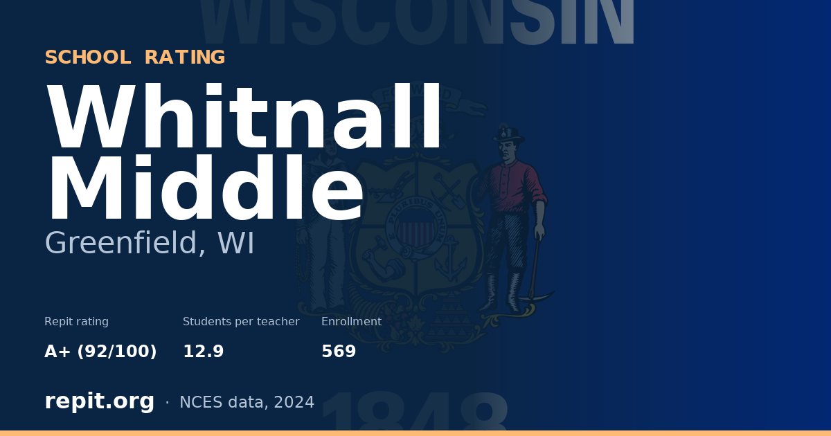 Whitnall Middle, Greenfield, WI — Repit school rating A+ (92/100)
