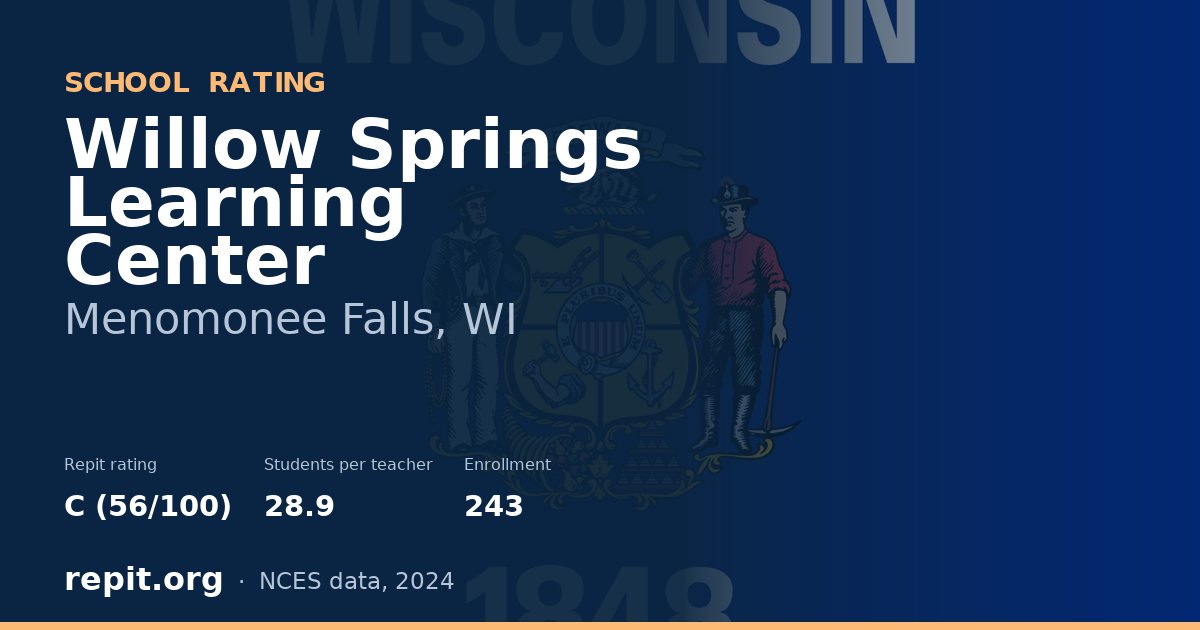 Willow Springs Learning Center, Menomonee Falls, WI — Repit school rating C (56/100)