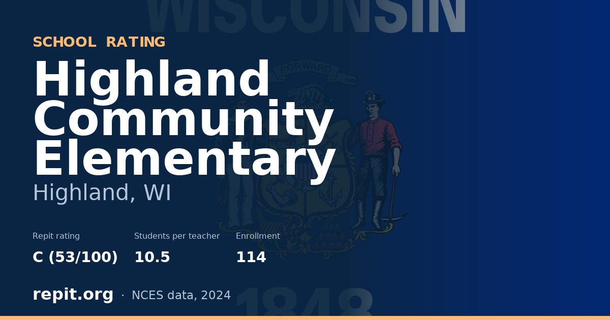 Highland Community Elementary, Highland, WI — Repit school rating C (53/100)