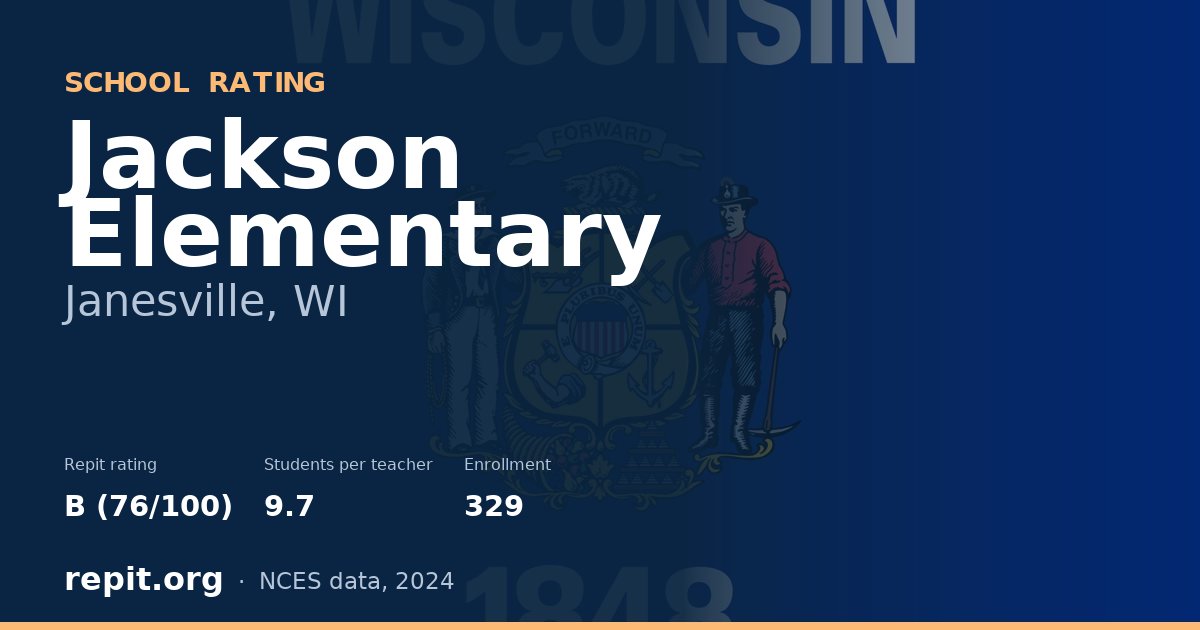 Jackson Elementary, Janesville, WI — Repit school rating B (76/100)