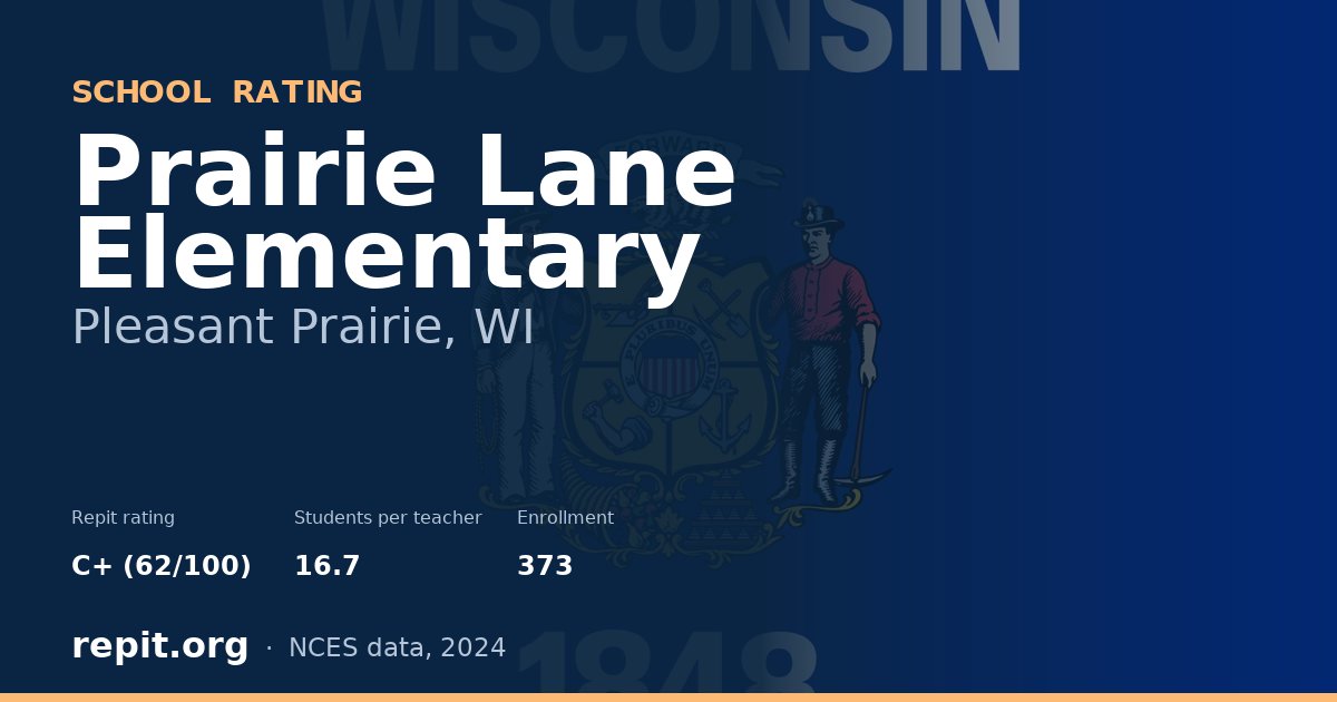 Prairie Lane Elementary, Pleasant Prairie, WI — Repit school rating C+ (62/100)