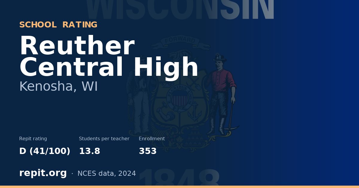 Reuther Central High, Kenosha, WI — Repit school rating D (41/100)