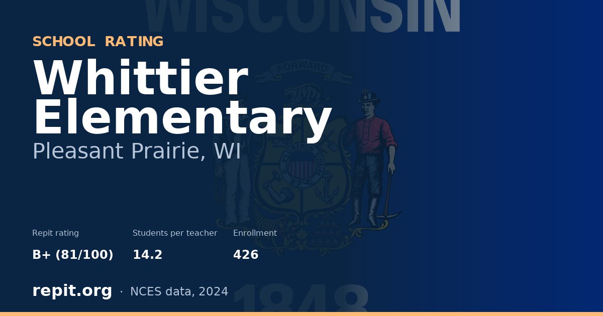 Whittier Elementary, Pleasant Prairie, WI — Repit school rating B+ (81/100)