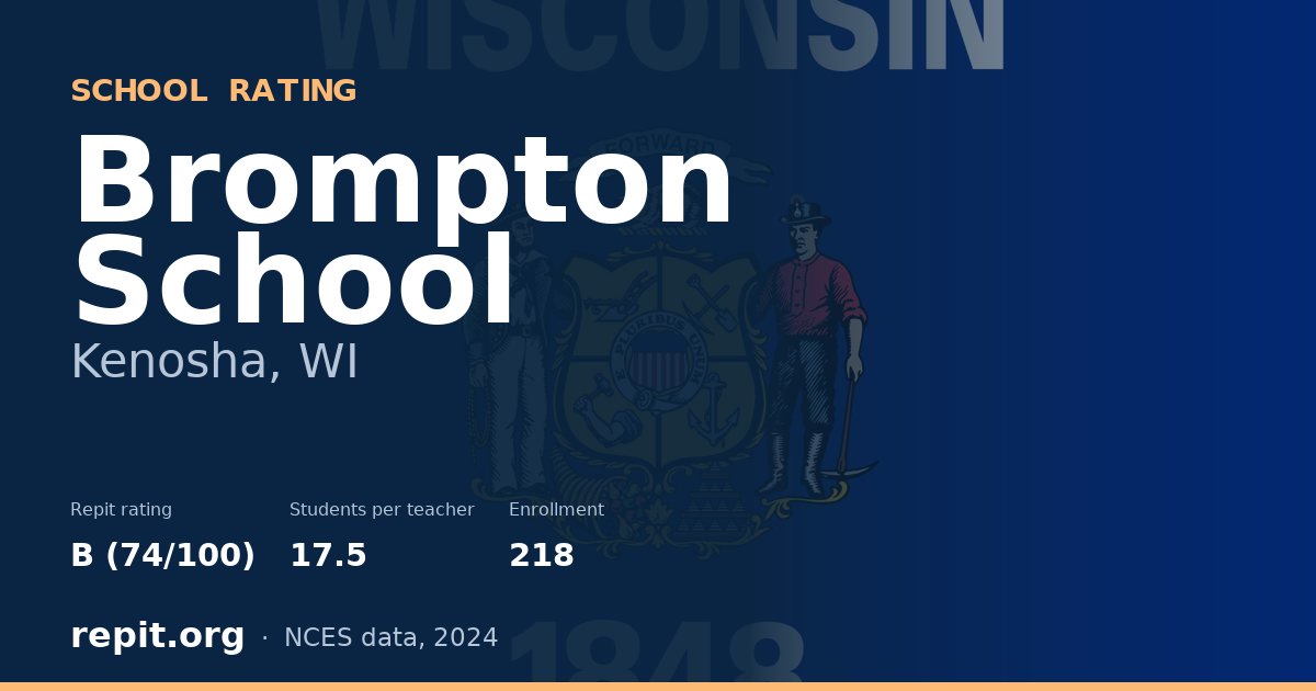 Brompton School, Kenosha, WI — Repit school rating B (74/100)