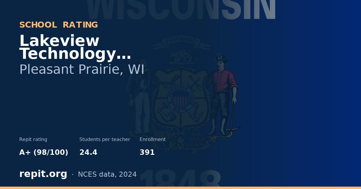 Lakeview Technology Academy, Pleasant Prairie, WI — Repit school rating A+ (98/100)