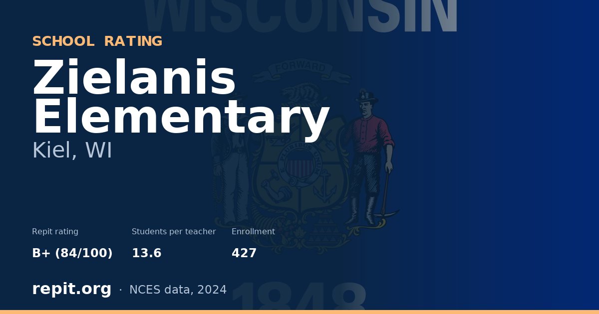 Zielanis Elementary, Kiel, WI — Repit school rating B+ (84/100)