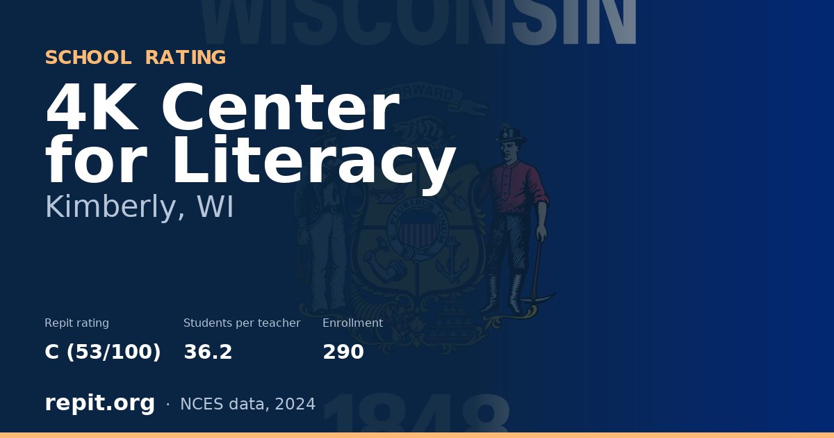 4K Center for Literacy, Kimberly, WI — Repit school rating C (53/100)