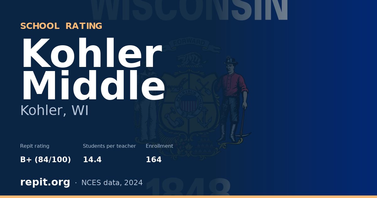 Kohler Middle, Kohler, WI — Repit school rating B+ (84/100)