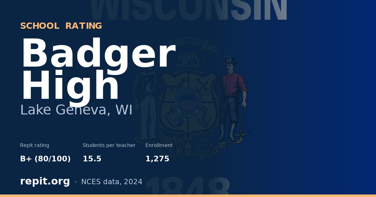 Badger High, Lake Geneva, WI — Repit school rating B+ (80/100)