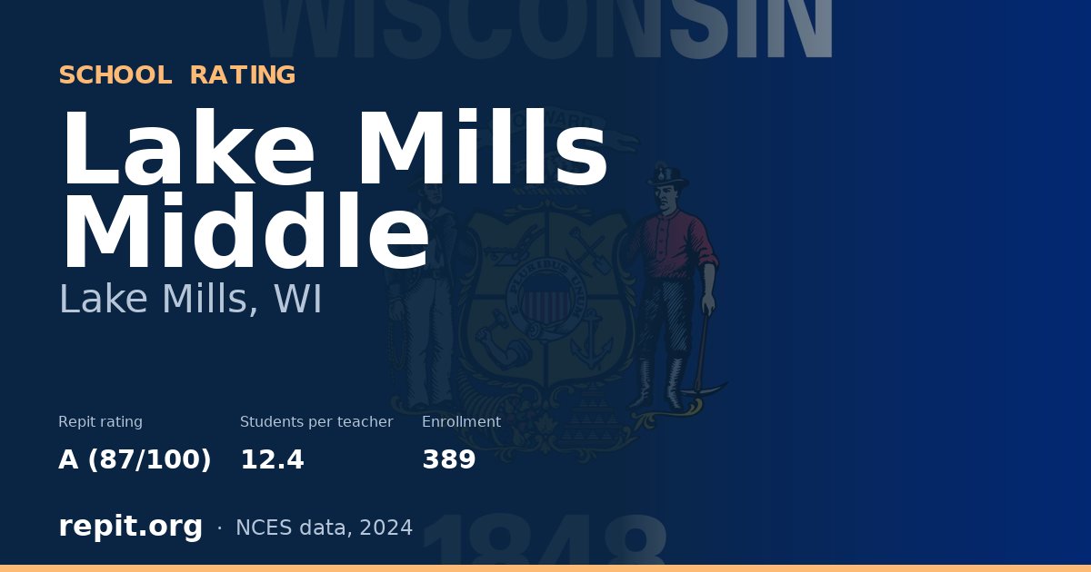 Lake Mills Middle, Lake Mills, WI — Repit school rating A (87/100)