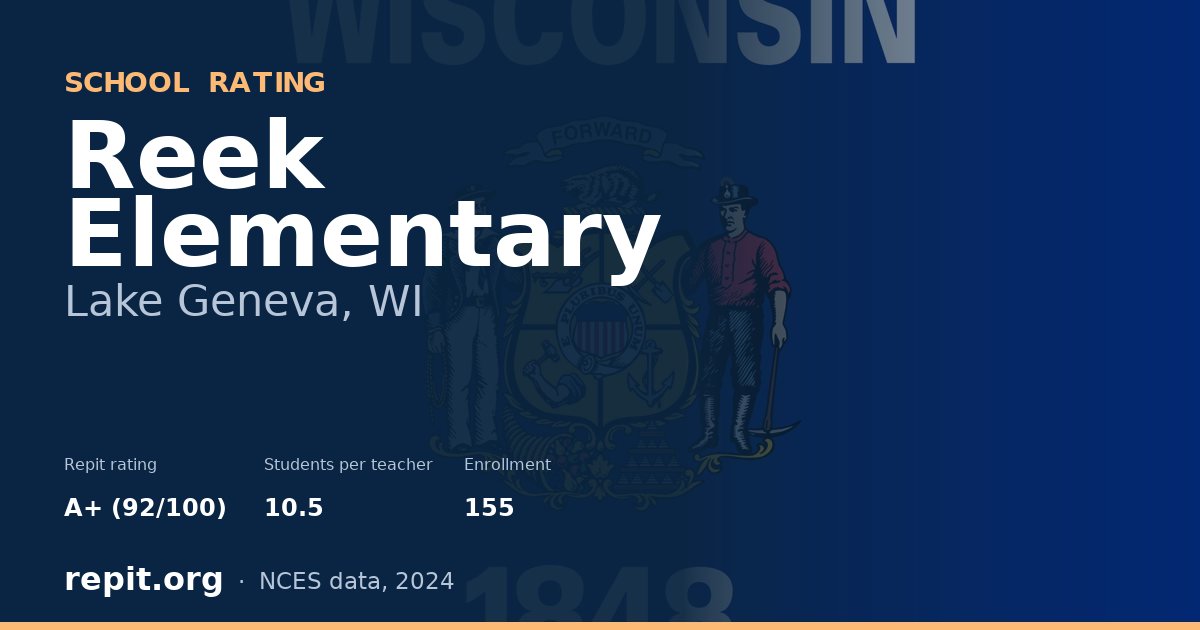 Reek Elementary, Lake Geneva, WI — Repit school rating A+ (92/100)