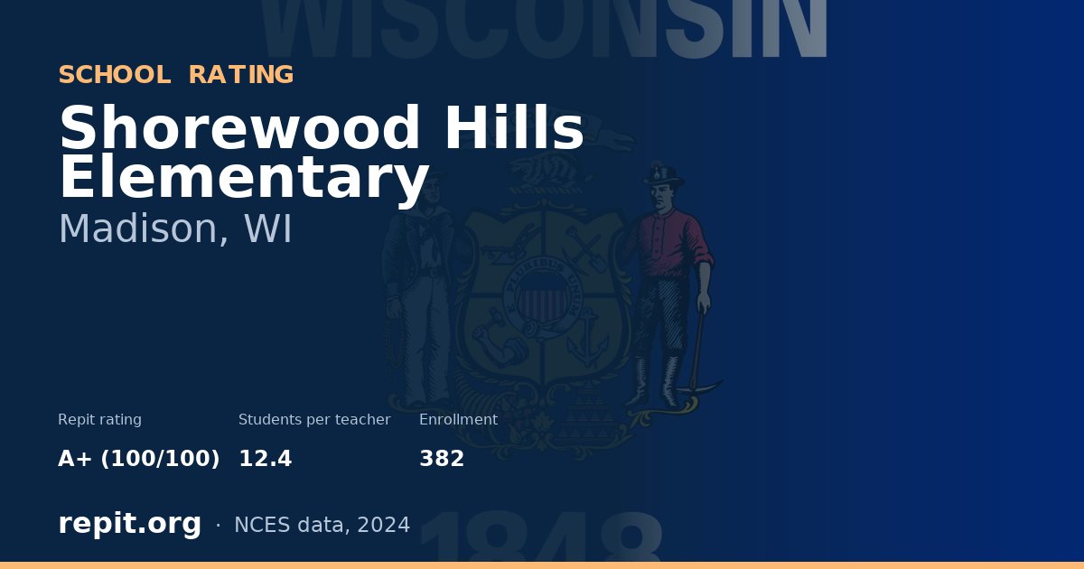 Shorewood Hills Elementary, Madison, WI — Repit school rating A+ (100/100)