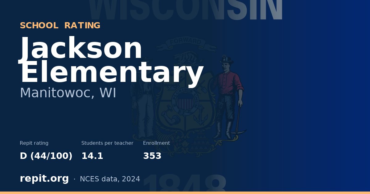 Jackson Elementary, Manitowoc, WI — Repit school rating D (44/100)