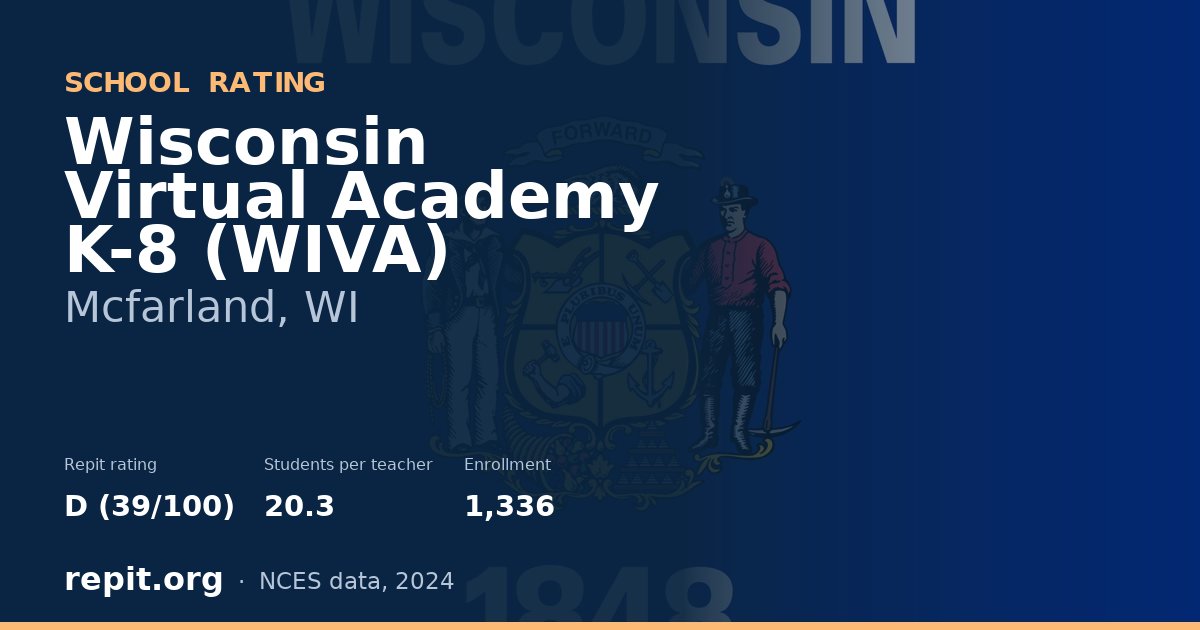 Wisconsin Virtual Academy K-8 (WIVA), Mcfarland, WI — Repit school rating D (39/100)