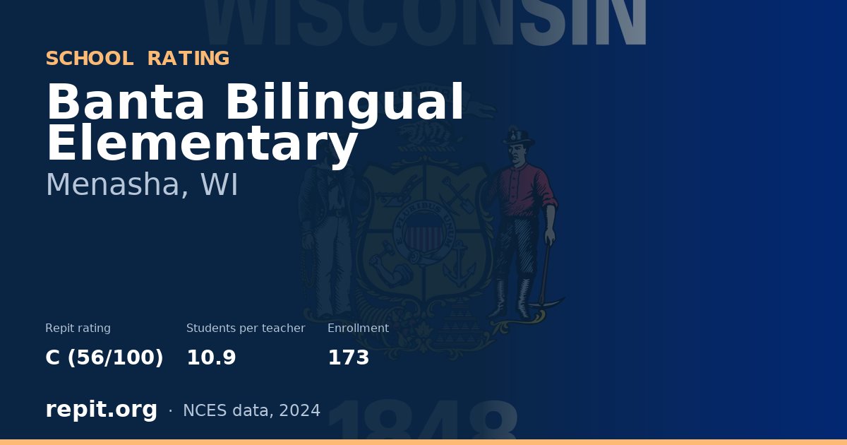 Banta Bilingual Elementary, Menasha, WI — Repit school rating C (56/100)