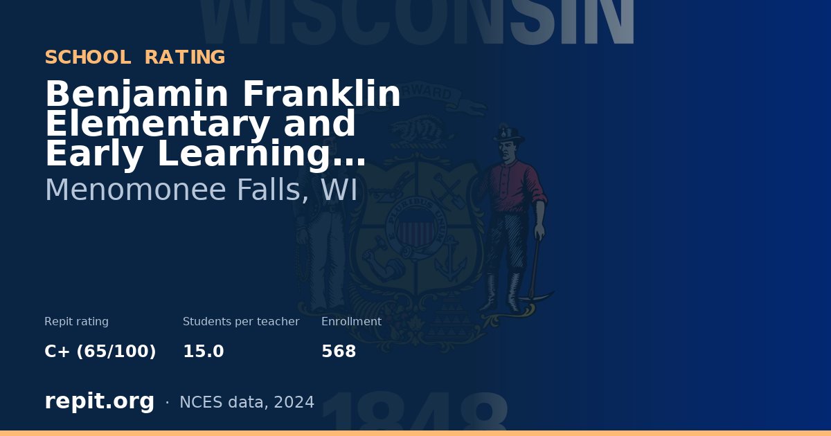 Benjamin Franklin Elementary and Early Learning Center, Menomonee Falls, WI — Repit school rating C+ (65/100)