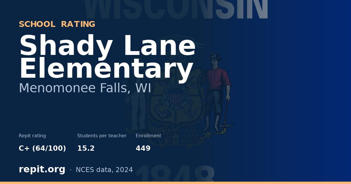 Shady Lane Elementary, Menomonee Falls, WI — Repit school rating C+ (64/100)