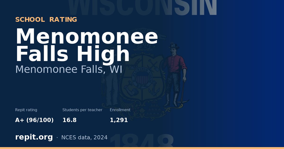 Menomonee Falls High, Menomonee Falls, WI — Repit school rating A+ (96/100)