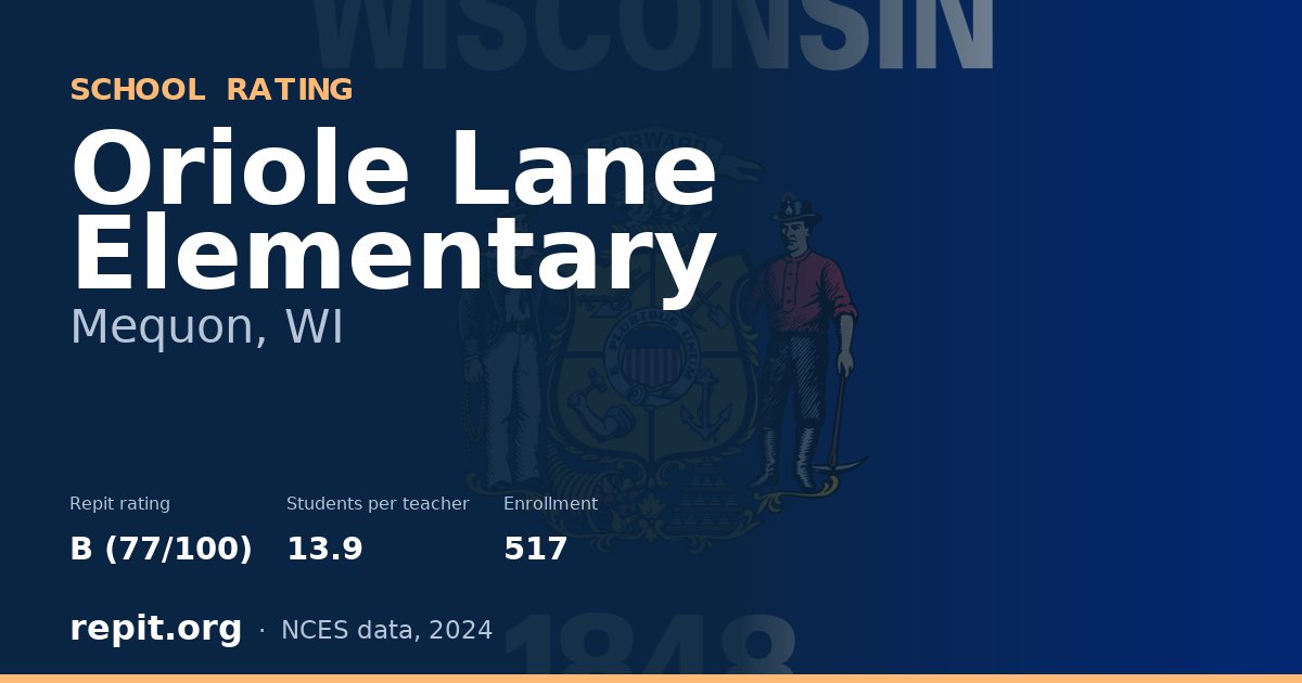 Oriole Lane Elementary, Mequon, WI — Repit school rating B (77/100)