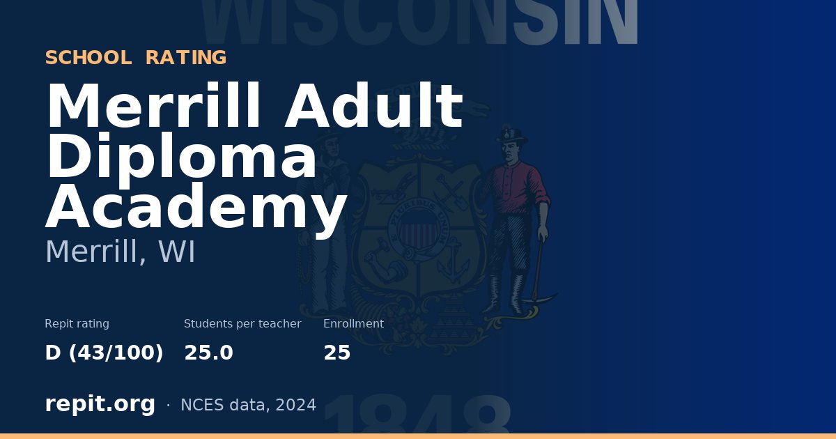 Merrill Adult Diploma Academy, Merrill, WI — Repit school rating D (43/100)