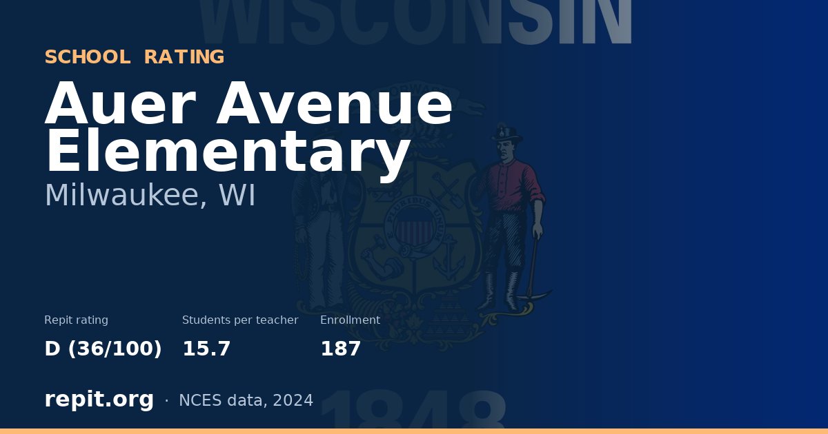 Auer Avenue Elementary, Milwaukee, WI — Repit school rating D (36/100)